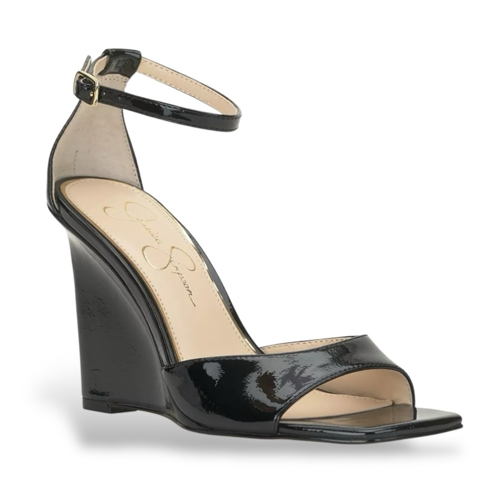 Jessica Simpson Black Patent Leather Wedge Heels